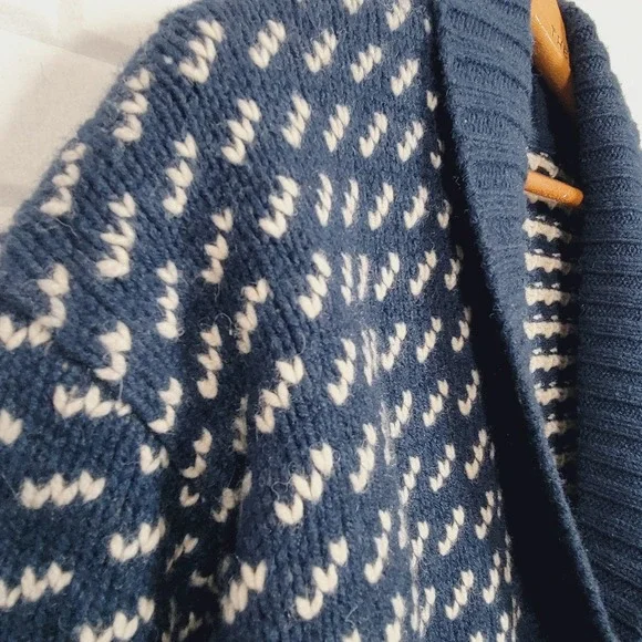 L.L. Bean navy blue shawl neck cardigan lambswool size M/L cottagecore academia - Picture 2 of 7